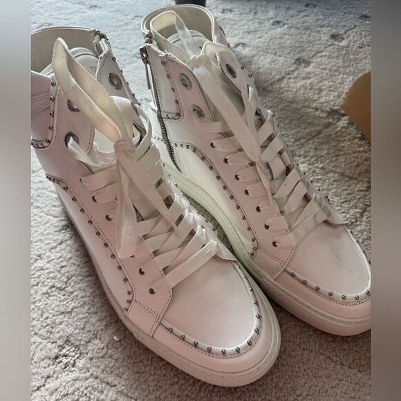 NIB Zadig & Voltaire high flash smooth high top sneakers silver studs 41 - Picture 12 of 12